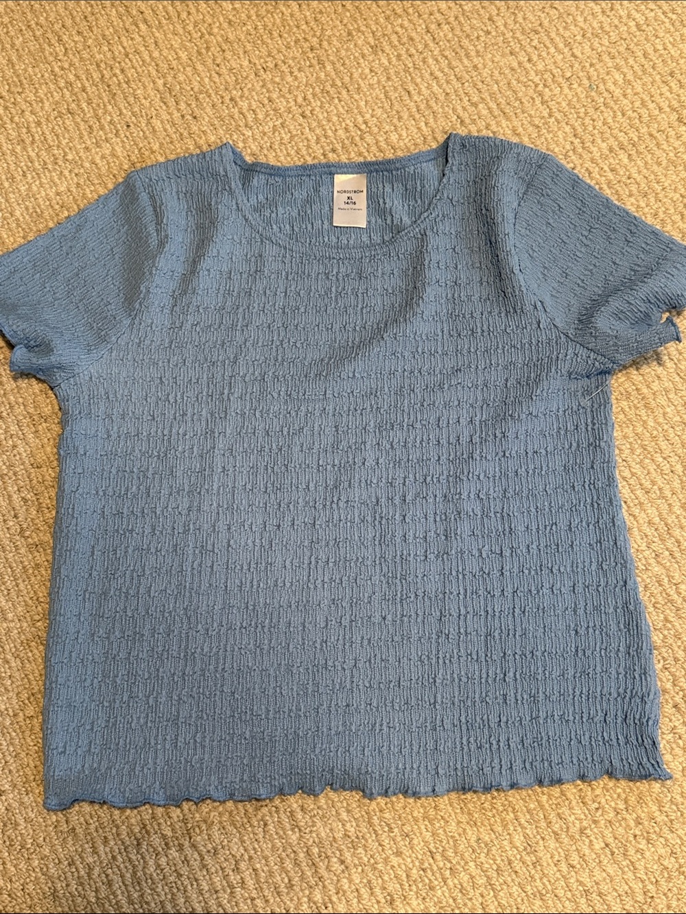 Nordstrom Light Blue Short Sleeve Textured Tee